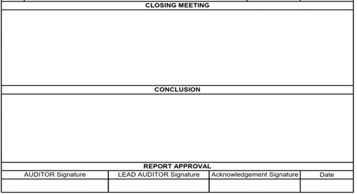 Figure 45: Conclusion page for an internal audit report